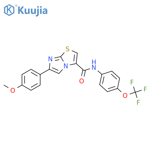 6-(4-methoxyphenyl)-N-[4-(trifluoromethoxy)phenyl]imidazo[2,1-b][1,3]thiazole-3-carboxamide structure