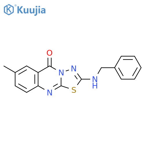 2-(benzylamino)-7-methyl-5H-[1,3,4]thiadiazolo[2,3-b]quinazolin-5-one structure
