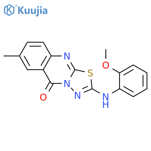 2-[(2-methoxyphenyl)amino]-7-methyl-5H-[1,3,4]thiadiazolo[2,3-b]quinazolin-5-one structure
