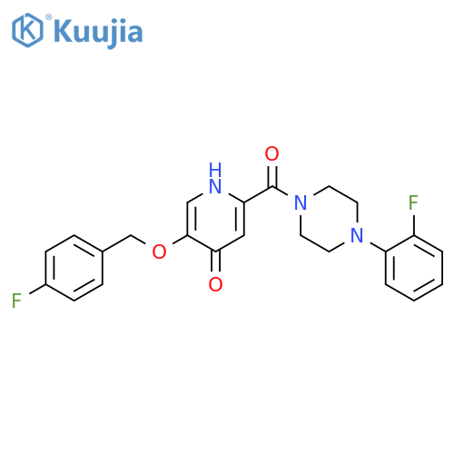 5-[(4-fluorophenyl)methoxy]-2-[4-(2-fluorophenyl)piperazine-1-carbonyl]-1H-pyridin-4-one structure