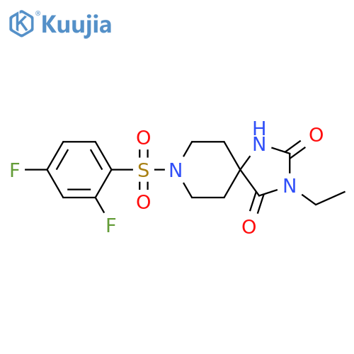 8-(2,4-difluorobenzenesulfonyl)-3-ethyl-1,3,8-triazaspiro[4.5]decane-2,4-dione structure