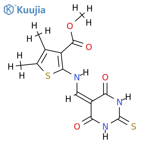 methyl 2-{[(4,6-dioxo-2-sulfanylidene-1,3-diazinan-5-ylidene)methyl]amino}-4,5-dimethylthiophene-3-carboxylate structure