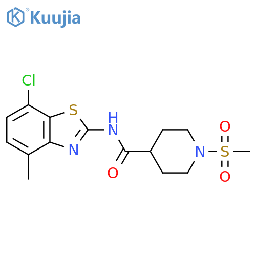 N-(7-chloro-4-methyl-1,3-benzothiazol-2-yl)-1-methanesulfonylpiperidine-4-carboxamide structure