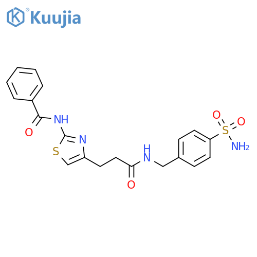 N-[4-(2-{[(4-sulfamoylphenyl)methyl]carbamoyl}ethyl)-1,3-thiazol-2-yl]benzamide structure