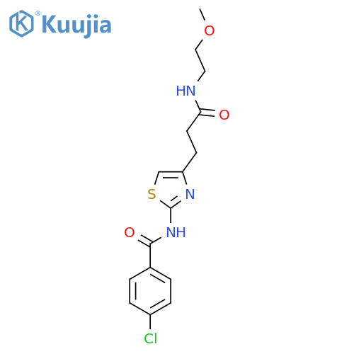 4-chloro-N-(4-{2-[(2-methoxyethyl)carbamoyl]ethyl}-1,3-thiazol-2-yl)benzamide structure