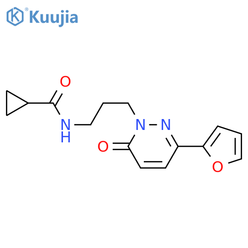 N-{3-[3-(furan-2-yl)-6-oxo-1,6-dihydropyridazin-1-yl]propyl}cyclopropanecarboxamide structure