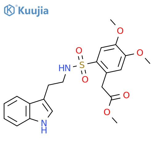 Methyl 2-(2-(((2-indol-3-ylethyl)amino)sulfonyl)-4,5-dimethoxyphenyl)acetate structure