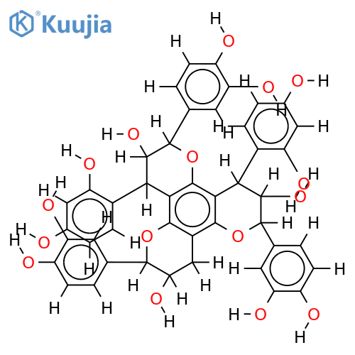 4,8-Bis(2,4-dihydroxyphenyl)2,6,10-tris(3,4-dihydroxyphenyl)-3,4,7,8,11,12-hexahydro-2H,6H,10H-benzo[1,2-b,3,4-b‘,5,6-b“]triphyran-3,7,11-triol structure