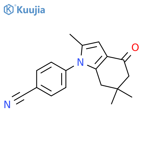 4-(2,6,6-trimethyl-4-oxo-5,7-dihydroindol-1-yl)benzonitrile structure