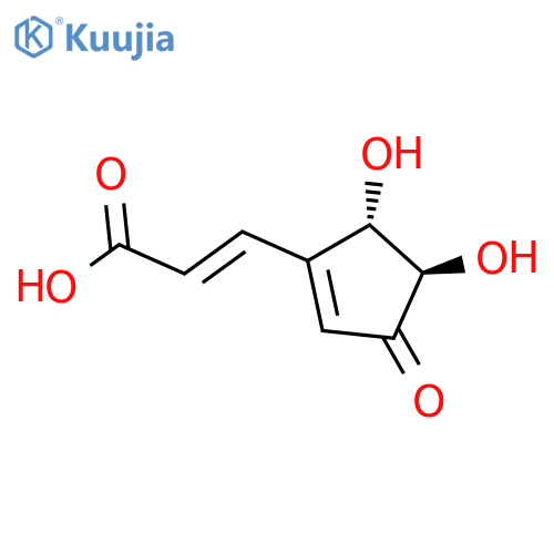 2-Propenoic acid,3-[(4R,5S)-4,5-dihydroxy-3-oxo-1-cyclopenten-1-yl]-, (2E)-rel-(+)- structure
