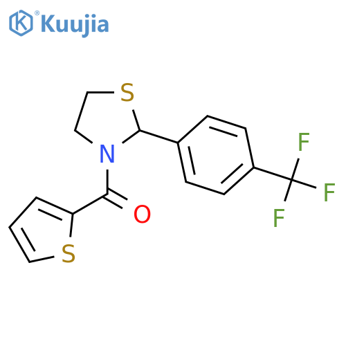 thiophen-2-yl-[2-[4-(trifluoromethyl)phenyl]-1,3-thiazolidin-3-yl]methanone structure
