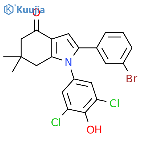 1-(3,5-Dichloro-4-hydroxyphenyl)-2-(3-bromophenyl)-6,6-dimethyl-5,6,7-trihydroindol-4-one structure