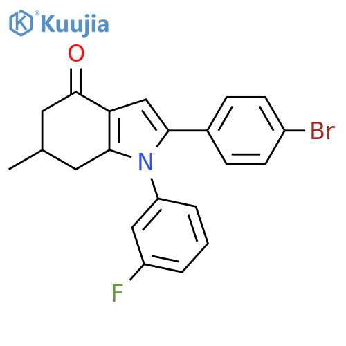 2-(4-Bromophenyl)-1-(3-fluorophenyl)-6-methyl-5,6,7-trihydroindol-4-one structure
