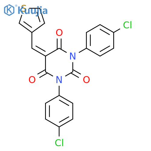 1,3-Bis(4-chlorophenyl)-5-(3-thienylmethylene)-1,3-diazaperhydroine-2,4,6-trione structure
