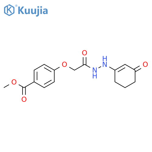 methyl 4-{[N'-(3-oxocyclohex-1-en-1-yl)hydrazinecarbonyl]methoxy}benzoate structure