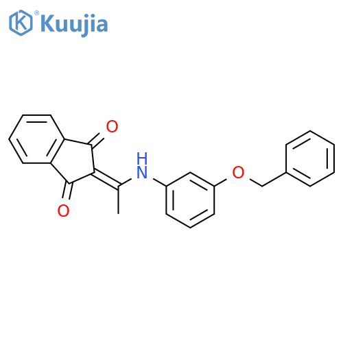 2-[1-(3-phenylmethoxyanilino)ethylidene]indene-1,3-dione structure