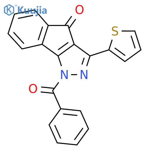 Indeno[1,2-c]pyrazol-4(1H)-one, 1-benzoyl-3-(2-thienyl)- structure