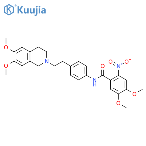 N-4-2-(3,4-Dihydro-6,7-dimethoxy-2(1H)-isoquinolinyl)ethylphenyl-4,5-dimethoxy-2-nitrobenzamide structure