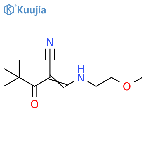 (2E)-2-[(2-methoxyethylamino)methylidene]-4,4-dimethyl-3-oxopentanenitrile structure