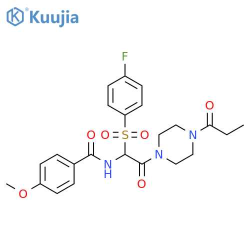 N-[1-(4-fluorobenzenesulfonyl)-2-oxo-2-(4-propanoylpiperazin-1-yl)ethyl]-4-methoxybenzamide structure