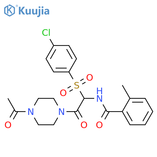 N-[2-(4-acetylpiperazin-1-yl)-1-(4-chlorobenzenesulfonyl)-2-oxoethyl]-2-methylbenzamide structure