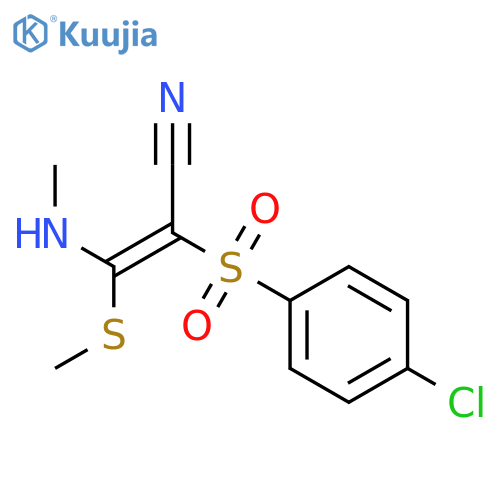 (Z)-2-(4-chlorophenyl)sulfonyl-3-(methylamino)-3-methylsulfanylprop-2-enenitrile structure