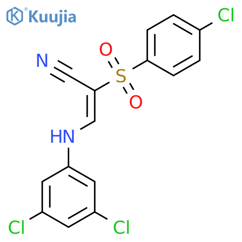 (E)-2-(4-Chlorophenyl)sulfonyl-3-(3,5-dichloroanilino)-2-propenenitrile structure