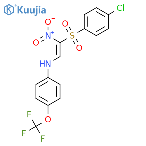 1-((4-Chlorophenyl)sulfonyl)-1-nitro-2-((4-(trifluoromethoxy)phenyl)amino)ethene structure