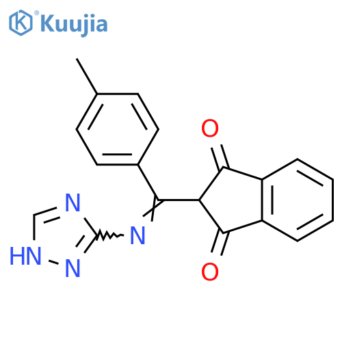 2-[C-(4-methylphenyl)-N-(1H-1,2,4-triazol-5-yl)carbonimidoyl]indene-1,3-dione structure