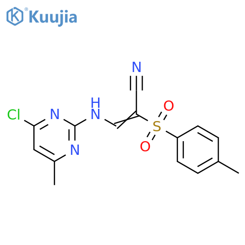 (2Z)-3-[(4-chloro-6-methylpyrimidin-2-yl)amino]-2-(4-methylbenzenesulfonyl)prop-2-enenitrile structure