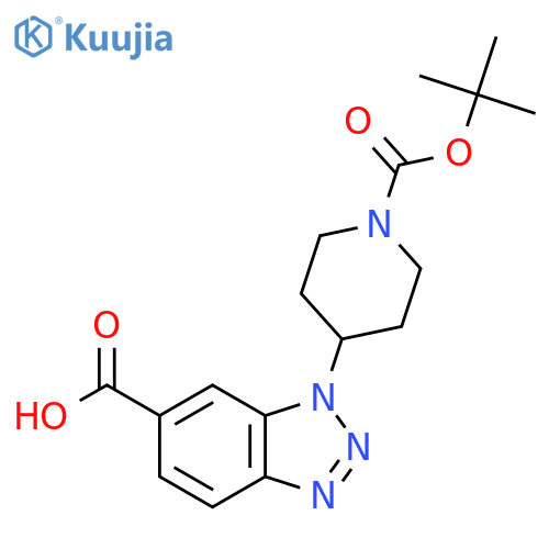 1-{1-[(tert-butoxy)carbonyl]piperidin-4-yl}-1H-1,2,3-benzotriazole-6-carboxylic acid structure