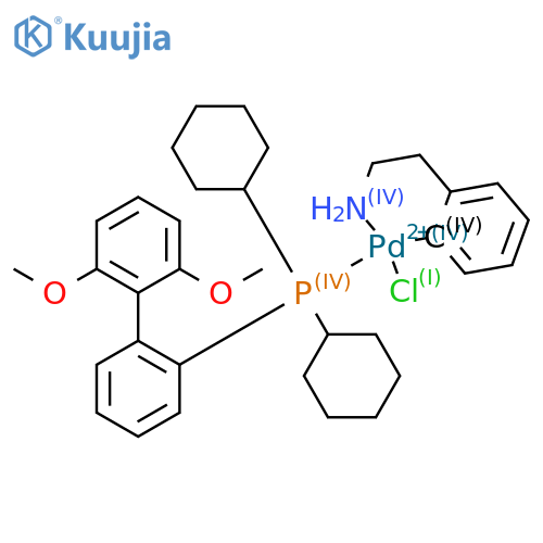 Chloro(2-dicyclohexylphosphino-2',6'-dimethoxy-1,1'-biphenyl)2-(2-aminoethylphenyl)palladium(II) structure