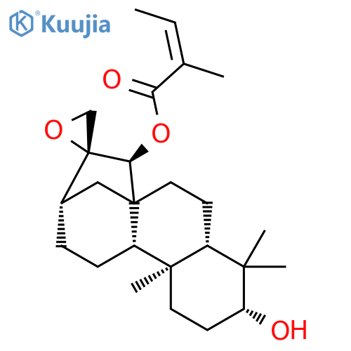 (3alpha,5beta,9beta,10alpha,13alpha,15beta,16beta)-3-hydroxy-16,17-epoxykauran-15-yl (2Z)-2-methylbut-2-enoate structure