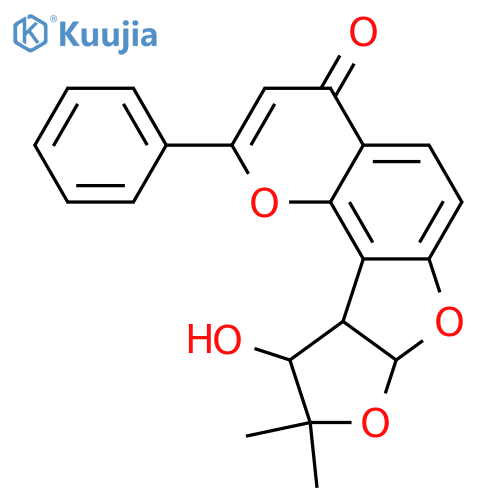 4H,9H,10H-Furo[3',2':4,5]furo[2,3-h]-1-benzopyran-4-one,7a,10a-dihydro-10-hydroxy-9,9-dimethyl-2-phenyl-, (7aS,10S,10aR)- structure