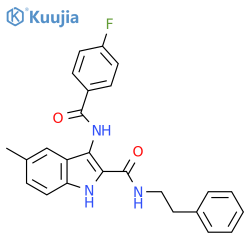 3-(4-fluorobenzamido)-5-methyl-N-(2-phenylethyl)-1H-indole-2-carboxamide structure
