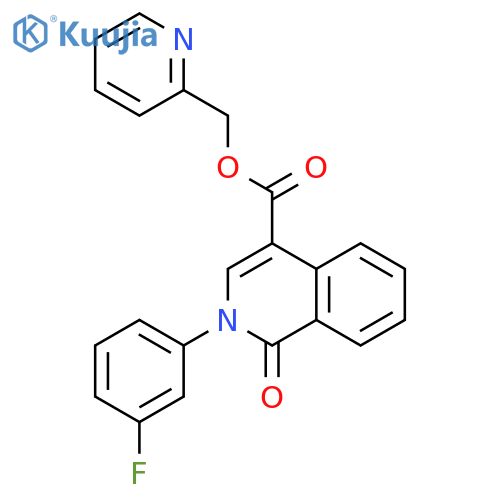 (pyridin-2-yl)methyl 2-(3-fluorophenyl)-1-oxo-1,2-dihydroisoquinoline-4-carboxylate structure
