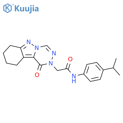 2-{1-oxo-1H,2H,7H,8H,9H,10H-[1,2,4]triazino[4,5-b]indazol-2-yl}-N-[4-(propan-2-yl)phenyl]acetamide structure