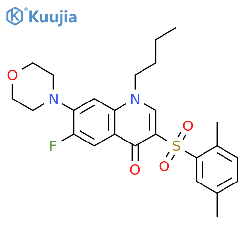 1-butyl-3-(2,5-dimethylbenzenesulfonyl)-6-fluoro-7-(morpholin-4-yl)-1,4-dihydroquinolin-4-one structure