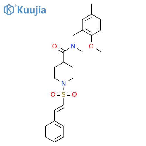 N-[(2-methoxy-5-methylphenyl)methyl]-N-methyl-1-(2-phenylethenesulfonyl)piperidine-4-carboxamide structure
