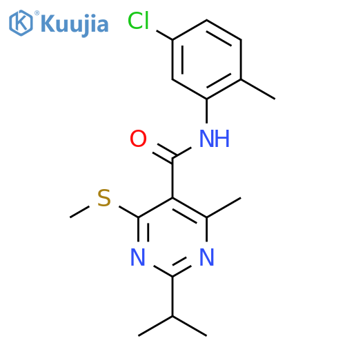 N-(5-chloro-2-methylphenyl)-4-methyl-6-(methylsulfanyl)-2-(propan-2-yl)pyrimidine-5-carboxamide structure