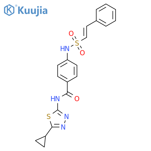 N-(5-cyclopropyl-1,3,4-thiadiazol-2-yl)-4-(2-phenylethenesulfonamido)benzamide structure