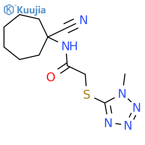 N-(1-cyanocycloheptyl)-2-(1-methyl-1H-1,2,3,4-tetrazol-5-yl)sulfanylacetamide structure