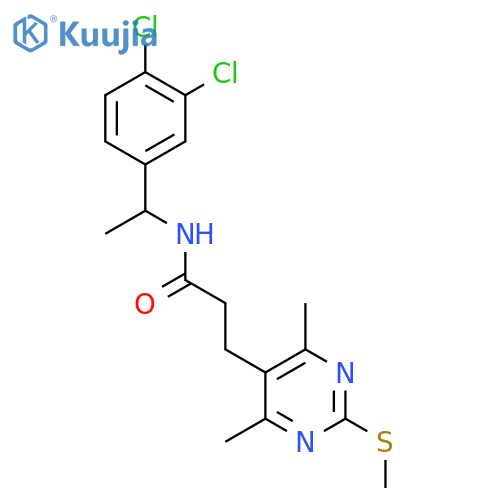 N-[1-(3,4-dichlorophenyl)ethyl]-3-[4,6-dimethyl-2-(methylsulfanyl)pyrimidin-5-yl]propanamide structure