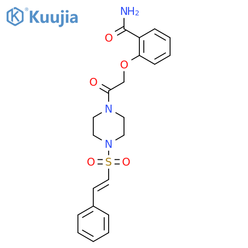 2-{2-Oxo-2-[4-(2-phenylethenesulfonyl)piperazin-1-yl]ethoxy}benzamide structure