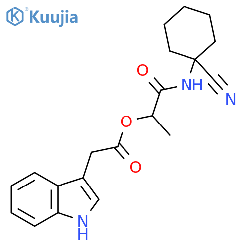 1-[(1-cyanocyclohexyl)carbamoyl]ethyl 2-(1H-indol-3-yl)acetate structure