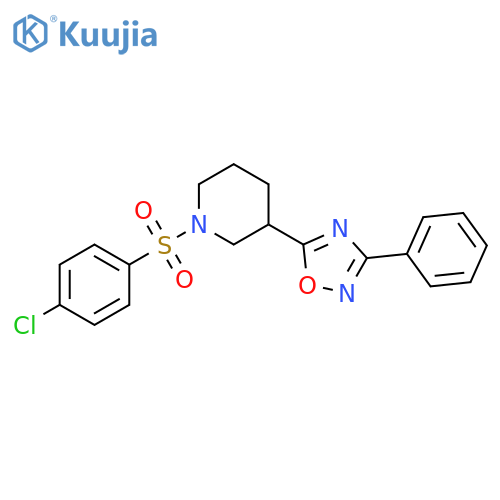 5-[1-(4-chlorophenyl)sulfonylpiperidin-3-yl]-3-phenyl-1,2,4-oxadiazole structure