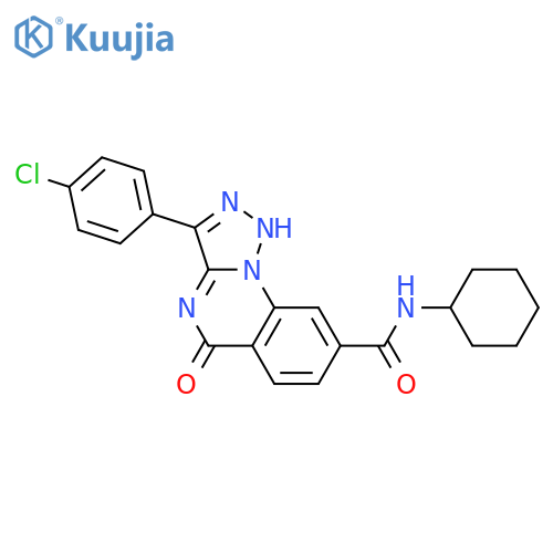 3-(4-chlorophenyl)-N-cyclohexyl-5-oxo-4H,5H-[1,2,3]triazolo[1,5-a]quinazoline-8-carboxamide structure
