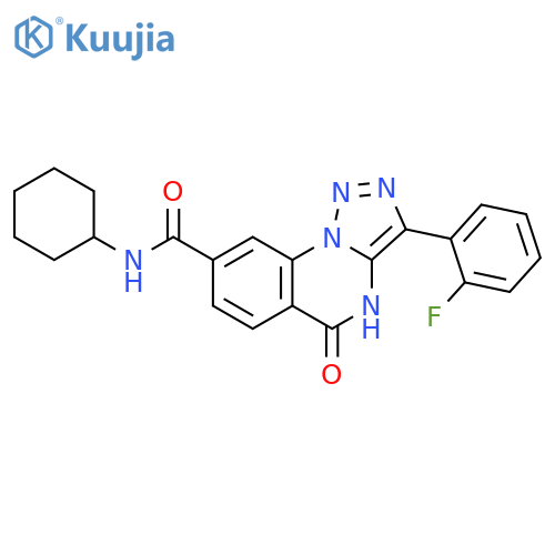 N-cyclohexyl-3-(2-fluorophenyl)-5-oxo-4H,5H-[1,2,3]triazolo[1,5-a]quinazoline-8-carboxamide structure