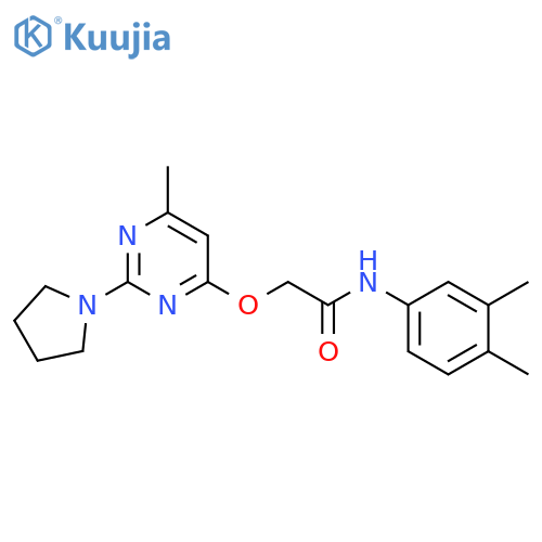 N-(3,4-dimethylphenyl)-2-{[6-methyl-2-(pyrrolidin-1-yl)pyrimidin-4-yl]oxy}acetamide structure
