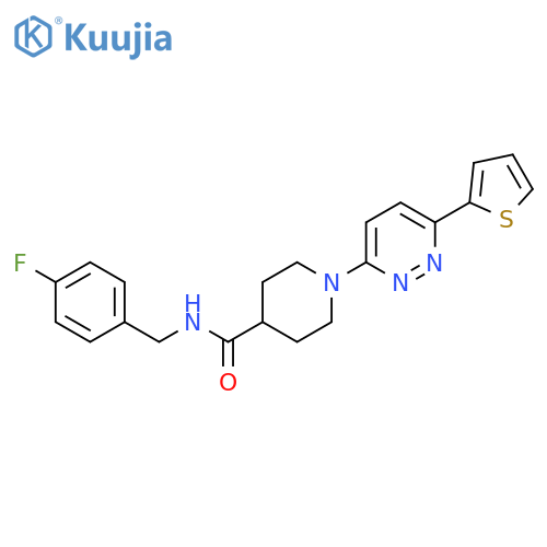 N-[(4-fluorophenyl)methyl]-1-[6-(thiophen-2-yl)pyridazin-3-yl]piperidine-4-carboxamide structure